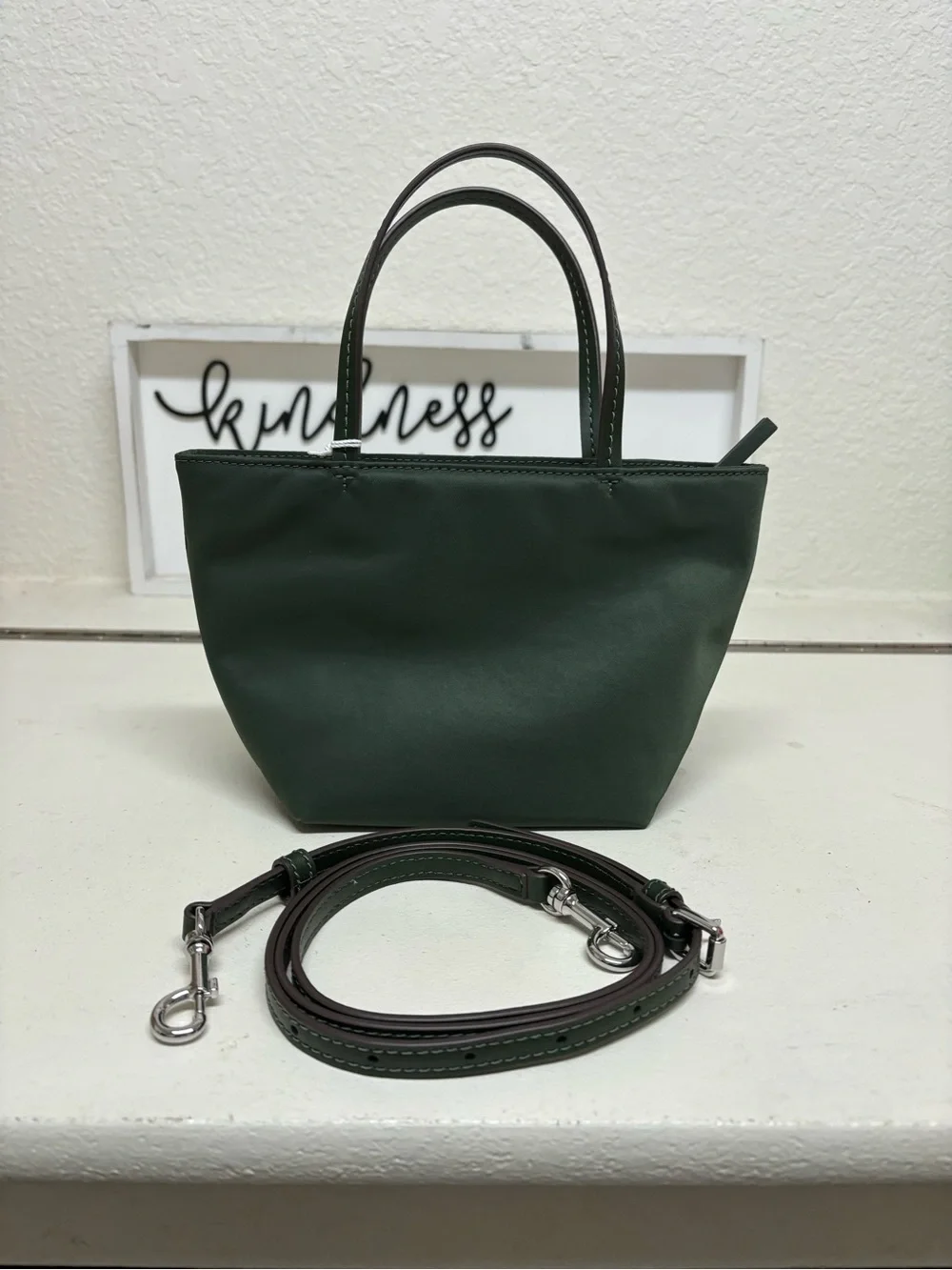 Tory Burch Forest Green Mini Tote with Removable Strap